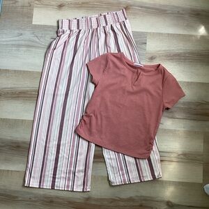 Beautees pink shirt and pant Matching Set | girls 12 | lightweight spring casual